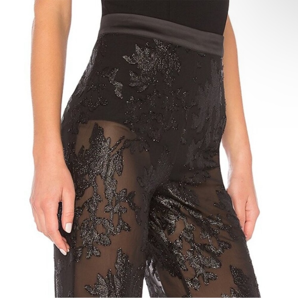 LPA 592 Black Lurex Sheer Pants - Picture 2 of 4
